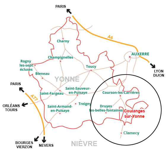 Plan d'accès Coulange-sur-Yonne